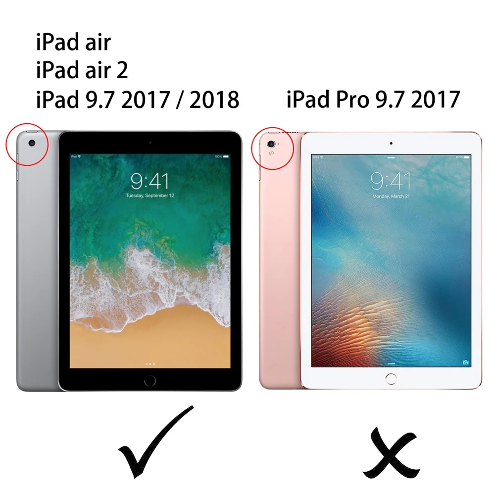 Для iPad 9,7 чехол, силиконовый мягкий чехол из искусственной кожи для iPad Air/iPad Air 2 чехол с карандашом