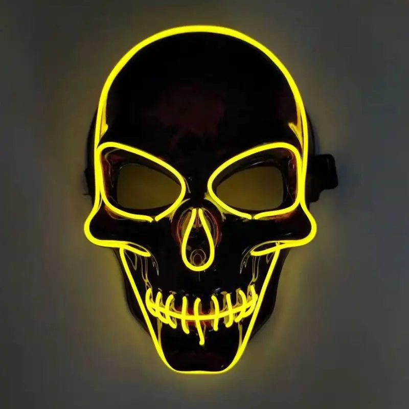 Halloween Skeleton Mask LED Illuminated Scary EL-Wire Mask Light Up Festival Cosplay Costume Supplies Party Mask Glowing Props