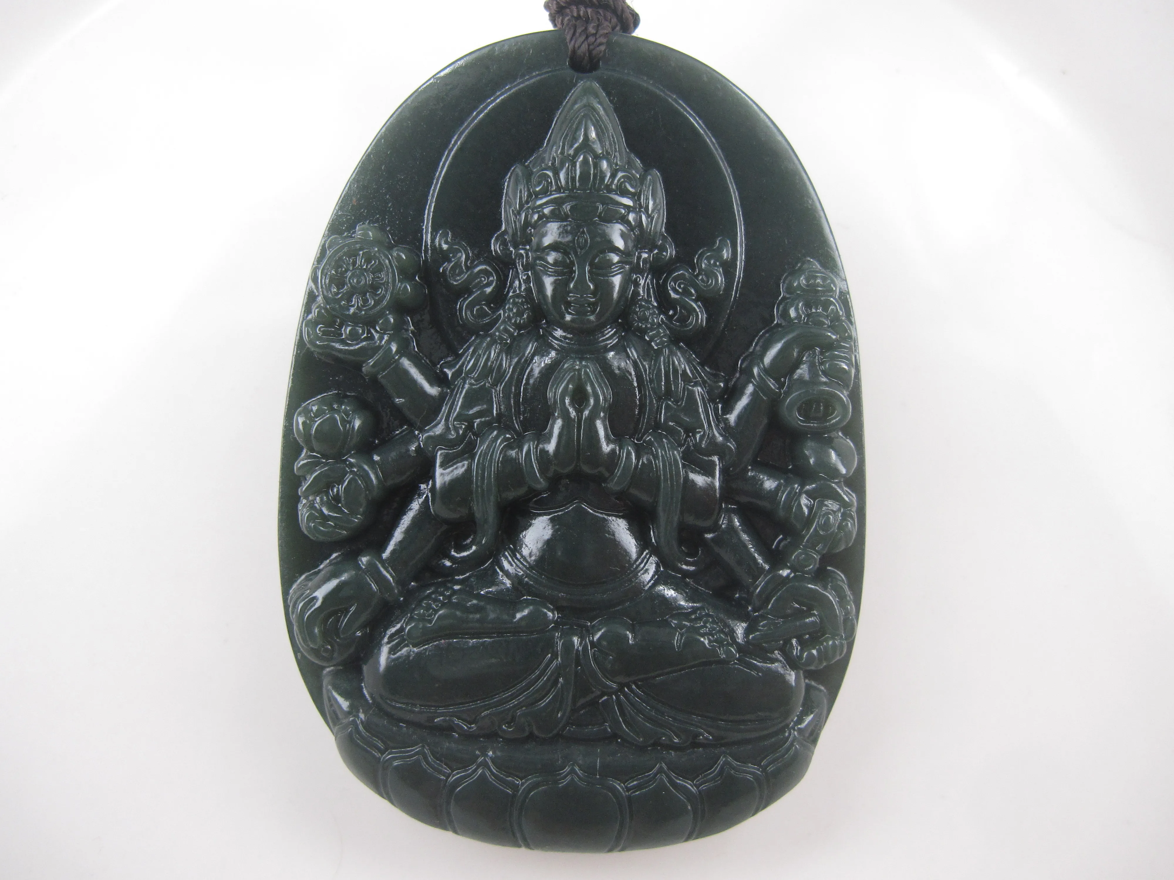 

Natural hetian jade QINGYU GUANYIN Bodhisattva Avalokitesvara talisman magical magic pendant send certificate