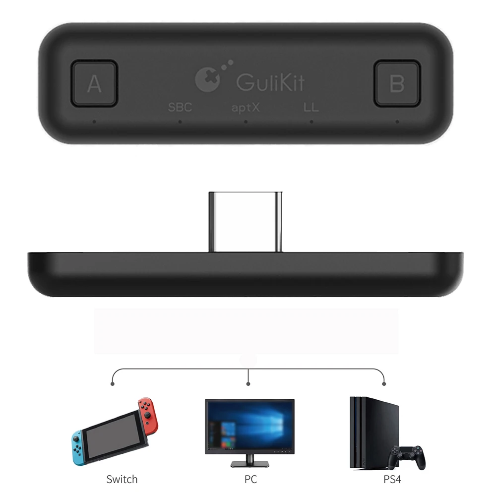 GuliKit тип-c USB аудио беспроводной BT аудио USB передатчик адаптер супер HiFi низкая задержка трансивер для переключателя/переключатель Lite/PS4