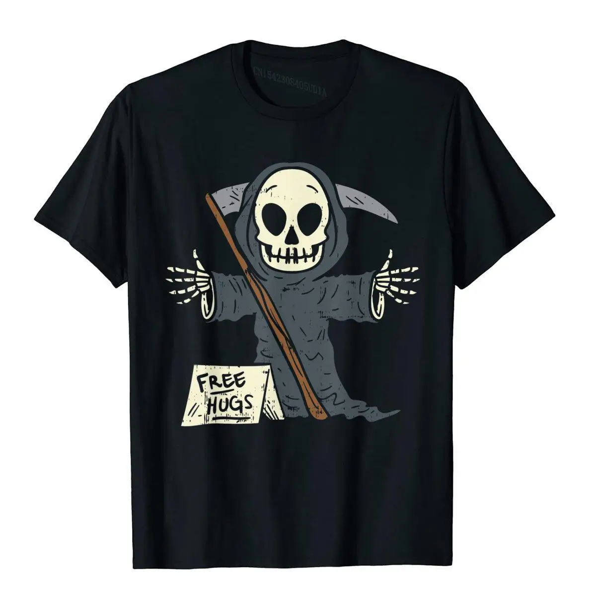 Free Hugs Grim Reaper Funny Pun Scary Halloween Costume Boys T-Shirt__A9707black