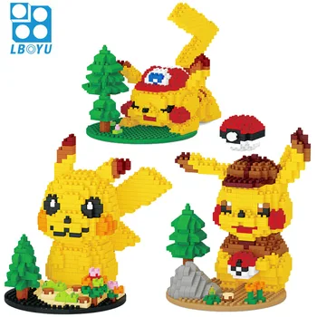 

7122A Cartoon Pikachuly Building Blocks Cute Scene Pokemoned Mini Figure Assembled Mirco Bricks Toys For Collection 676pcs+
