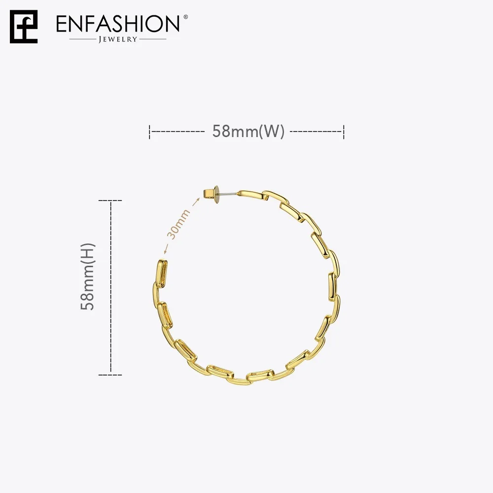 Enfashion серьги-кольца из чистой формы с цепочкой для женщин, большие круглые обручи, серьги золотистого цвета, ювелирные изделия Aros Orecchini Cerchio EF1083