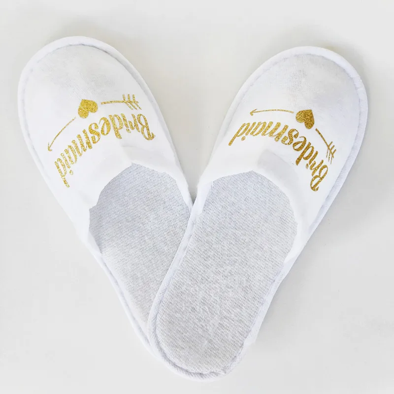 1pair Team Bride Slippers for Bachelorette Party Supplies Bridal Shower Photo props DIY Wedding Decoration Bridesmaid Gift-S - Цвет: as  picture