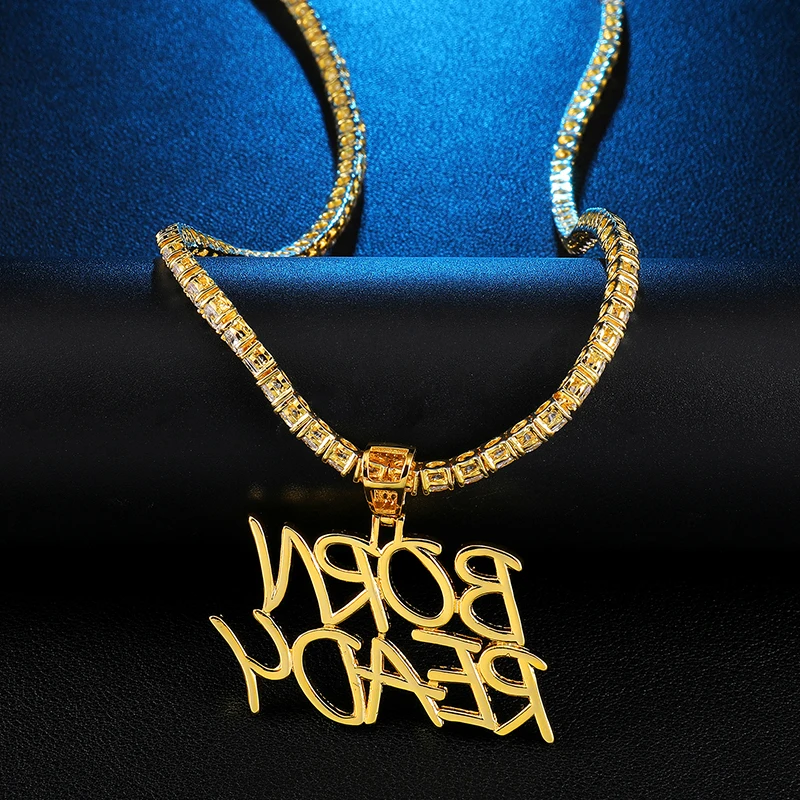 US7 Bling Iced Out Born готовый кулон и ожерелья микро проложили CZ Ожерелье для мужчин хип хоп ювелирные изделия