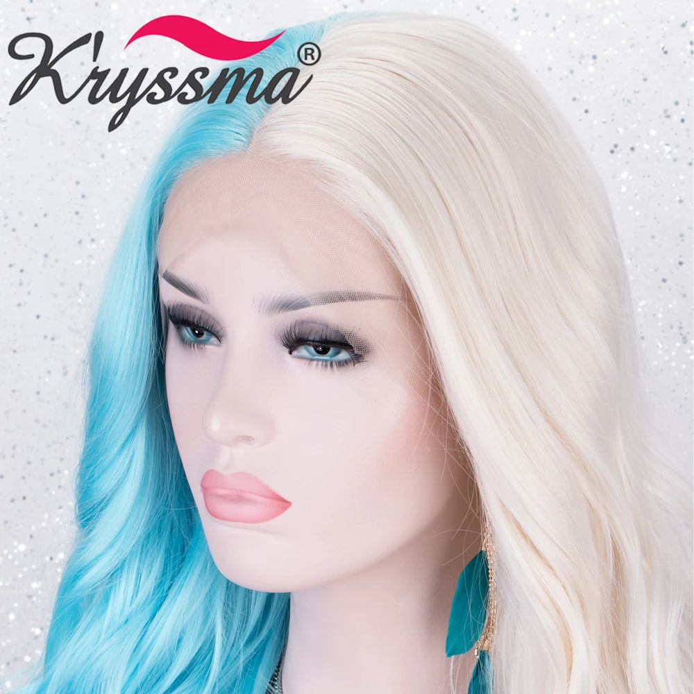 Kryssma 13x3 длинные волнистые парики Половина и полупарики Синтетические Кружева передние парики для черных женщин косплей парик высокая температура волокно