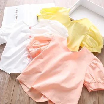 

2020 Summer Girls V-neck Back Button-up Shirt Wholesale Children's Clothing