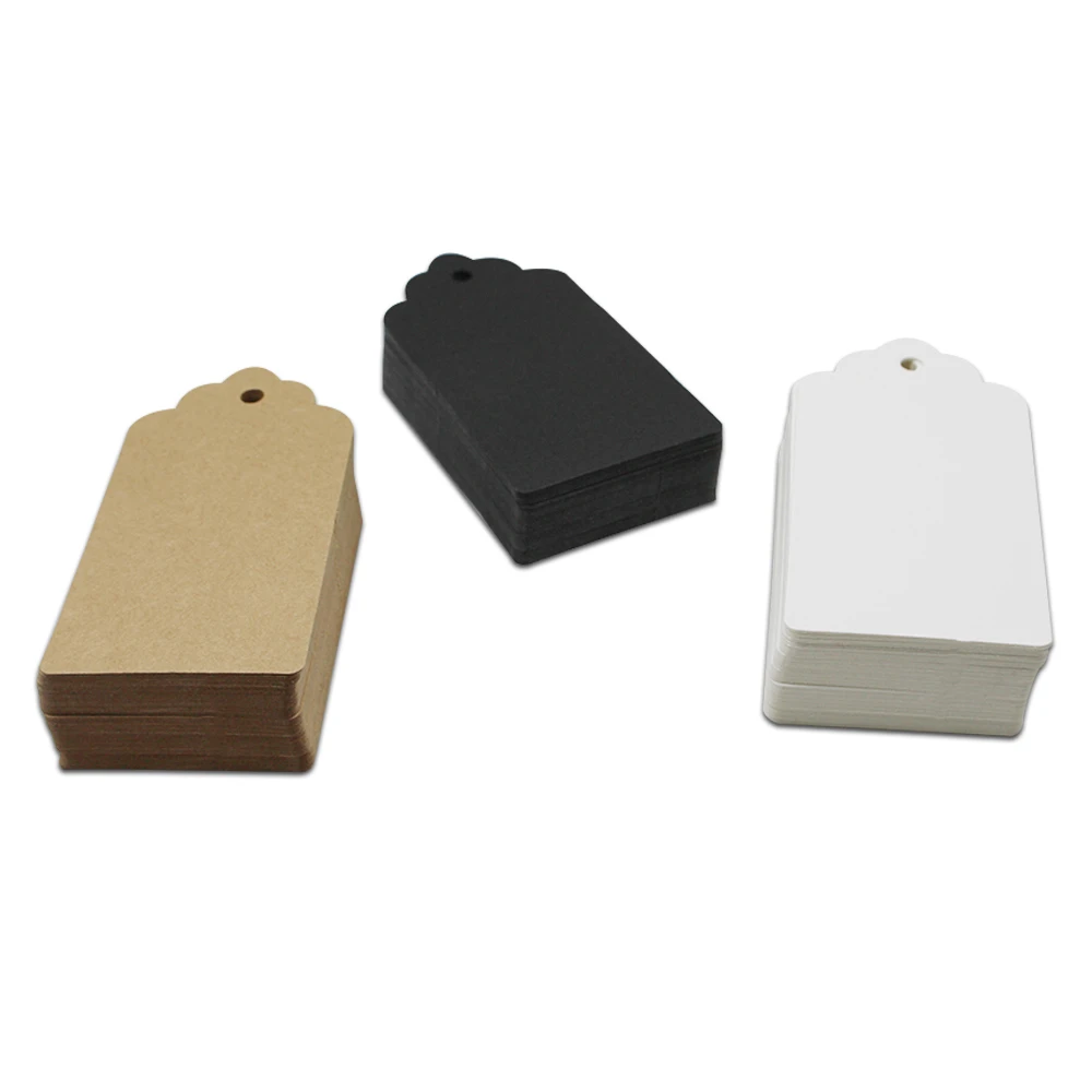 

DHL 1000Pcs/Lot 5*10cm DIY Kraft Paper Wedding Party Gift Tag Card Rectangle Scalloped Blank Tags Label Clothing Price Hang Tag