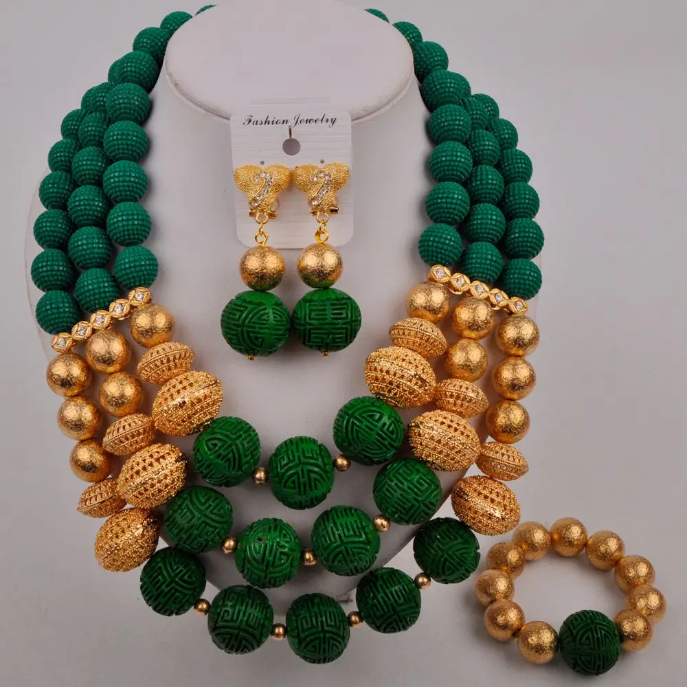 Темно-зеленые Африканские бусины набор украшений искусственное коралловое