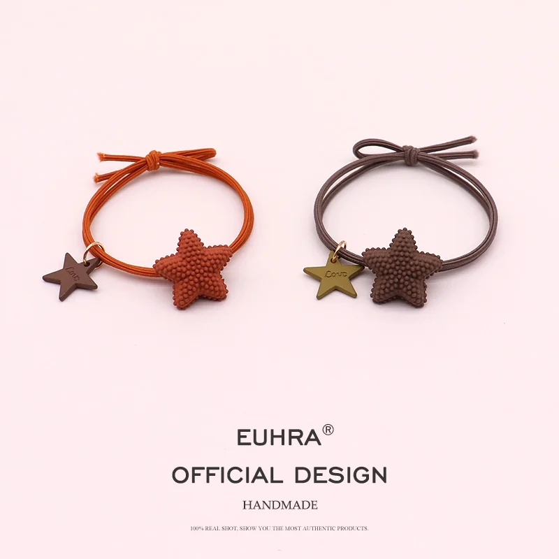 EUHRA 5 цветов Bump Star Pentagram с биркой эластичные резинки для волос женская лента для волос Детские аксессуары для волос резинка