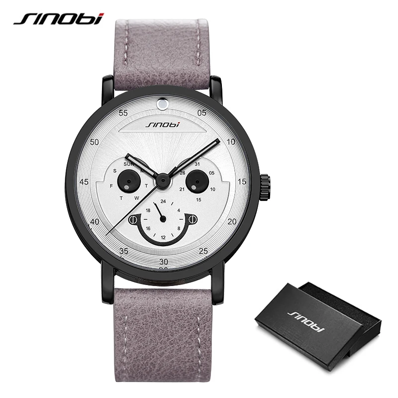 SINOBI Мужские часы с обезьянкой, креативные часы для мужчин, модные повседневные часы из натуральной кожи, спортивные аналоговые кварцевые наручные часы с датой недели