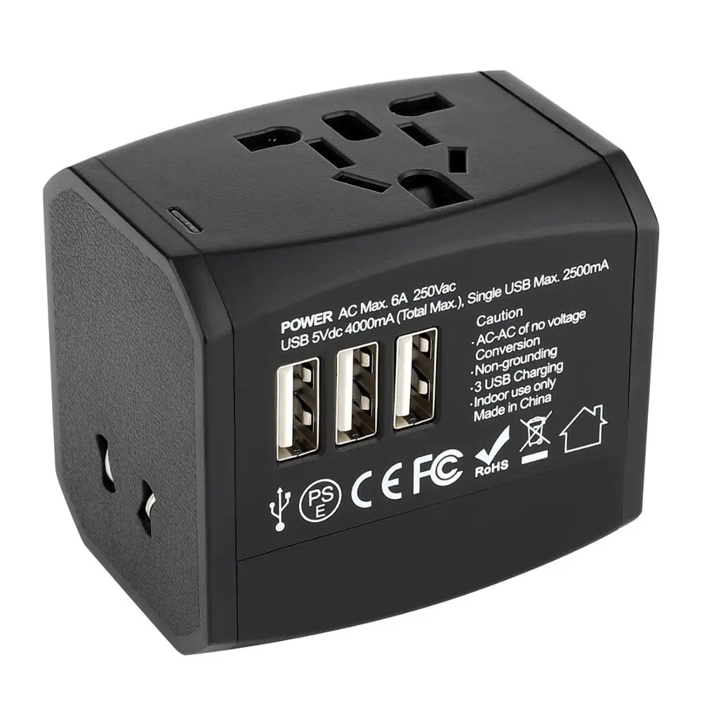 3 USB NTON power Универсальный адаптер для путешествий Международный адаптер питания с type C Все-в-одном по всему миру настенное зарядное устройство для Великобритании/ЕС/Австралии/Азии - Цвет: 3 USB