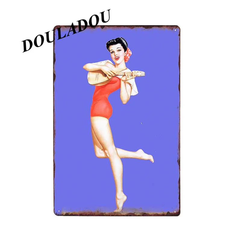 [Douladou] волшебная девушка, игральные карты, винтажная металлическая жестяная вывеска, бар, паб, комната, вечерние, для леди, тарелка, декор на стену, Ретро стиль, табличка, плакат, 30*20 см