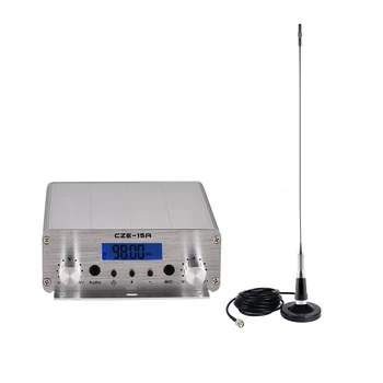 

FU-15A 10w 15W FM Radio Broadcast transmitter + CA200 Car Antenna+ cable radio station for Church, Car, Home, Conference