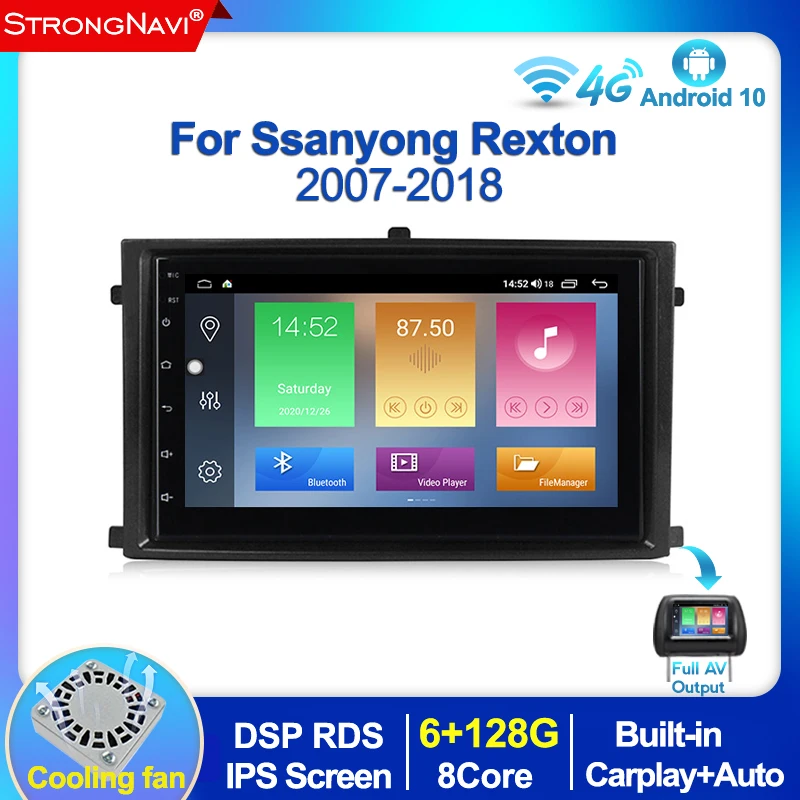 IPS Screen Andorid 10 RDS Car Multimedia GPS Navigation Player For Ssanyong Rexton 2007-2018 Radio Stereo WIFI BT 4G Lte Carplay |