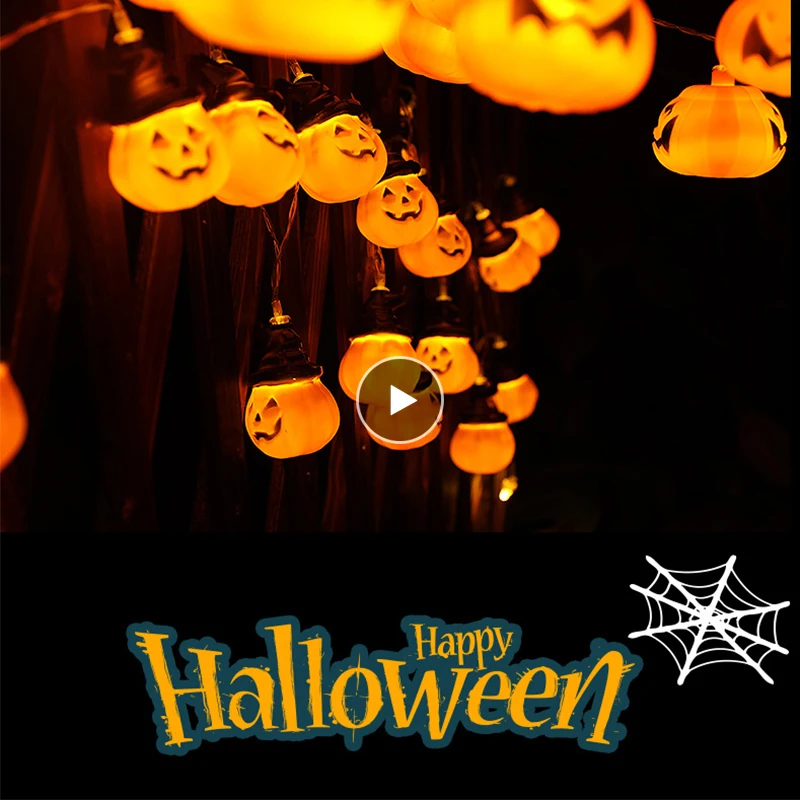 3m Halloween LED Lights Horror Pumpkin Lights Ornament Halloween Light Post Party Props Garden Bar Backyard Lamp Decorations