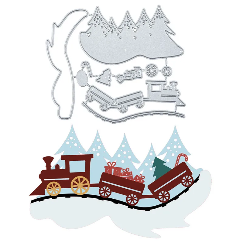 

Naifumodo Christmas Train Dies Metal Cutting Dies New 2019 for Card Making Scrapbooking Embossing Die Cut Stencil Craft Dies