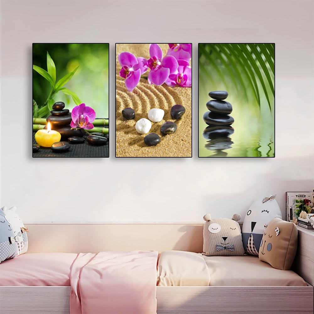 Green-Bamboo-Zen-Stone-Home-Decoration-Canvas-Wall-Art-Painting-Bathroom-Picture-Green-Bamboo-Zen-Stone