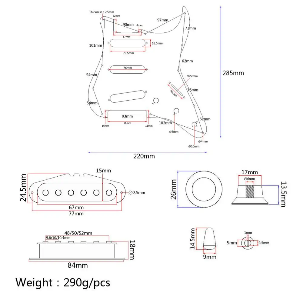 SSS Prewired Pickguard 3 Одиночная катушка 5 переключатель звукоснимателя для электрогитары