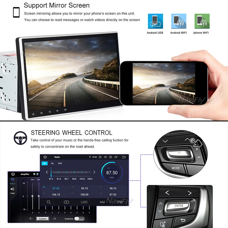 Flash Deal NaviFly 7 inch 2 din Android 8.1 car dvd radio player for Ford C-Max Connect Fiesta Fusion Galaxy Kuga Mondeo S-Max Focus 5