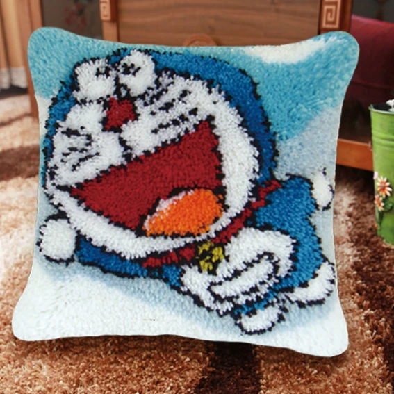 DIY Cartoon Anime Hook Rug Kit DIY Pillowcase Crocheting Cushion Carpet Unfinished Crocheting Yarn Mat Latch Hook Rug Kit Floor - Цвет: BZ153 43x43cm