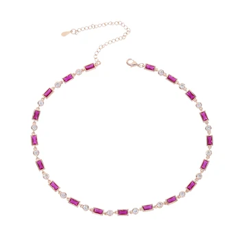 

red and green cz charm wedding bridal gift jewelry charm choker minimal delicate women fashion pendant necklaces
