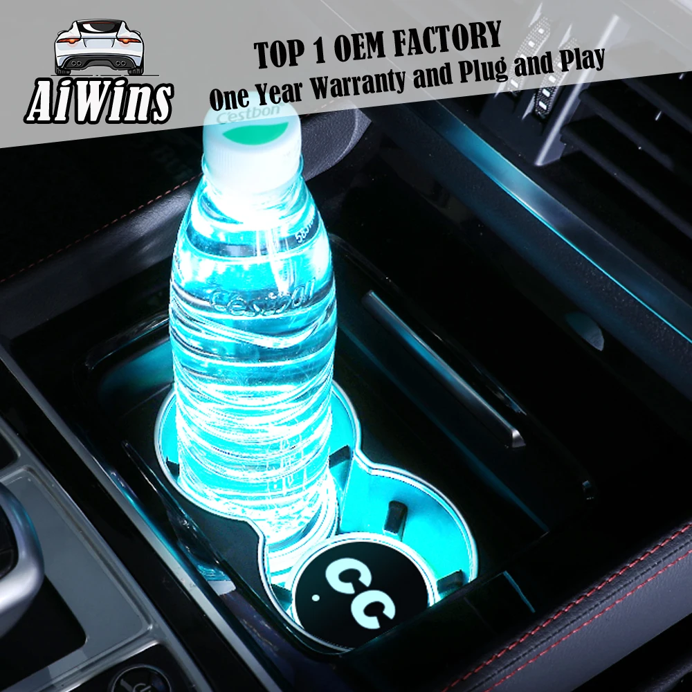 Aiwins автомобильный светящийся коврик для посуды для CC автомобильный светящийся Логотип Аксессуары Atmospherelight