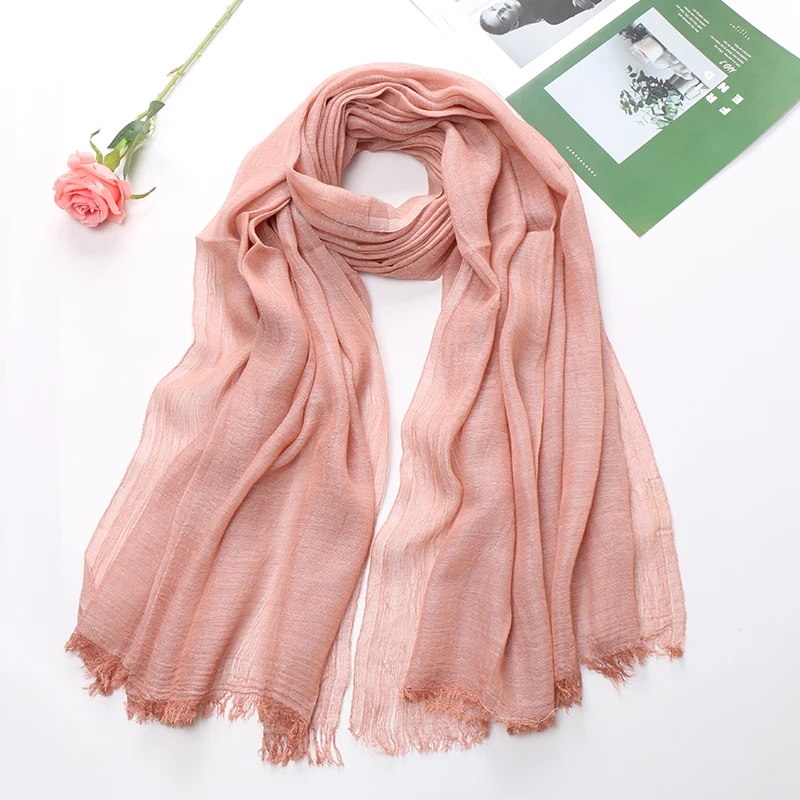 2020 New Style Soft Linen Cotton Scarf Hijab Fashion Fringe Shawl Retro Tassels Solid Color Scarves Gift Scarf Wraps Women S Scarves Aliexpress