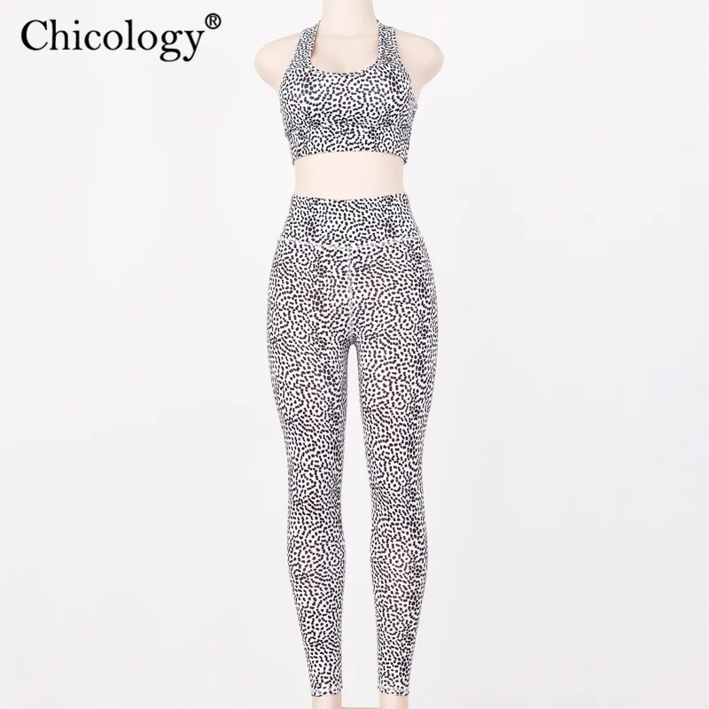 Chicology sika deer dot slim fit crop tank top Высокая талия длинные штаны женское 2 предмета Комплект Набор осень осеннее зимнее платье