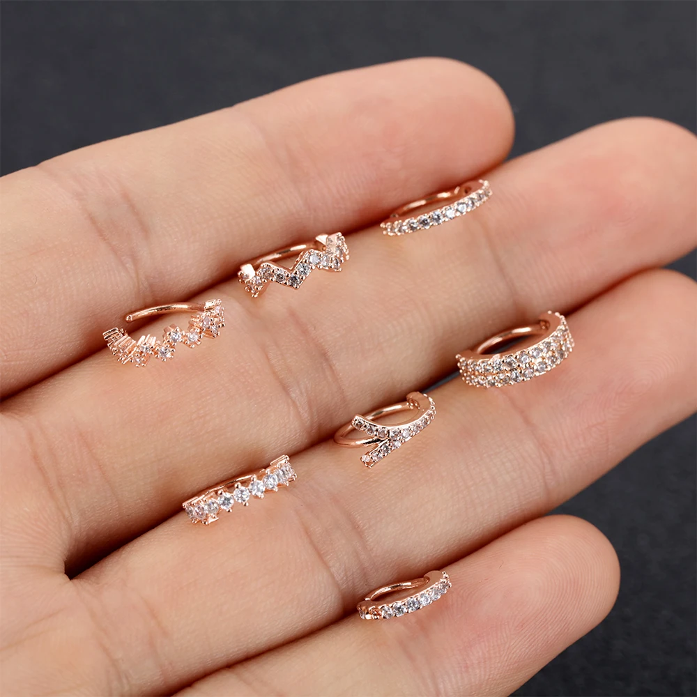 Мода мульти CZ обруч нос кольцо Daith Snug пирсинг для пупка Спиральные серьги, Надеваемые На ушной хрящ хирургическая сталь пирсинг ювелирные изделия