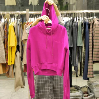 

Candy Color Hooded Sweatshirt Women Letter Embroidered Long Sleeve Fashion Pullover Female Green Black Blue Tops