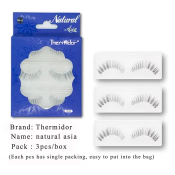 

Thermidor 3 Pairs False Eyelashes Asia Fake EyeLashes Extension Handmade Natural Soft Invisible Band Long Thick Reusable Makeup