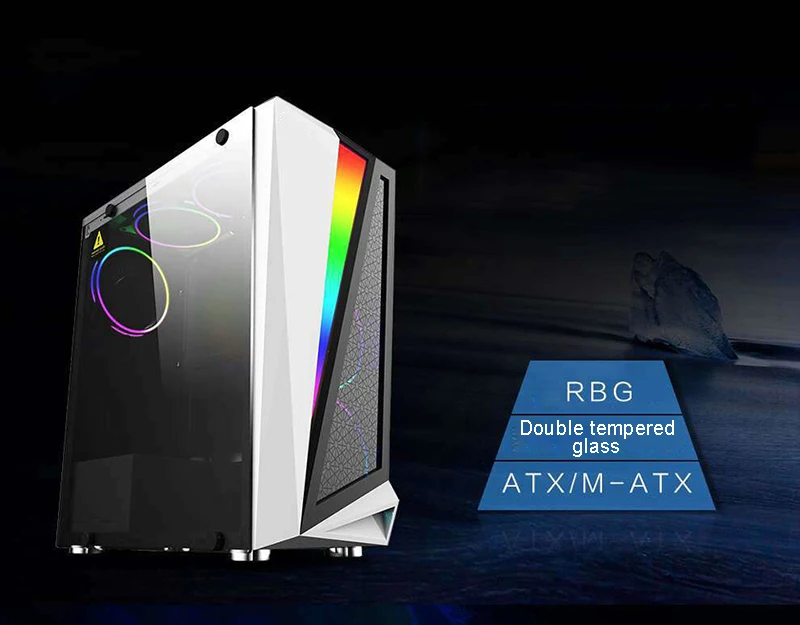 39*18*43,5 см diy игровой компьютер PC чехол ATX Полная сторона прозрачная стеклянная панель RGB светящаяся Настольная компьютерная материнская рама шасси