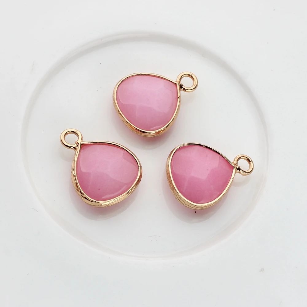 2 teile/los 14mm Gold Kupfer Gebunden Sieben Farben Wasser Tropfen Naturstein Charms Anhänger Für DIY Schmuck Finden Zubehör – Detail 5