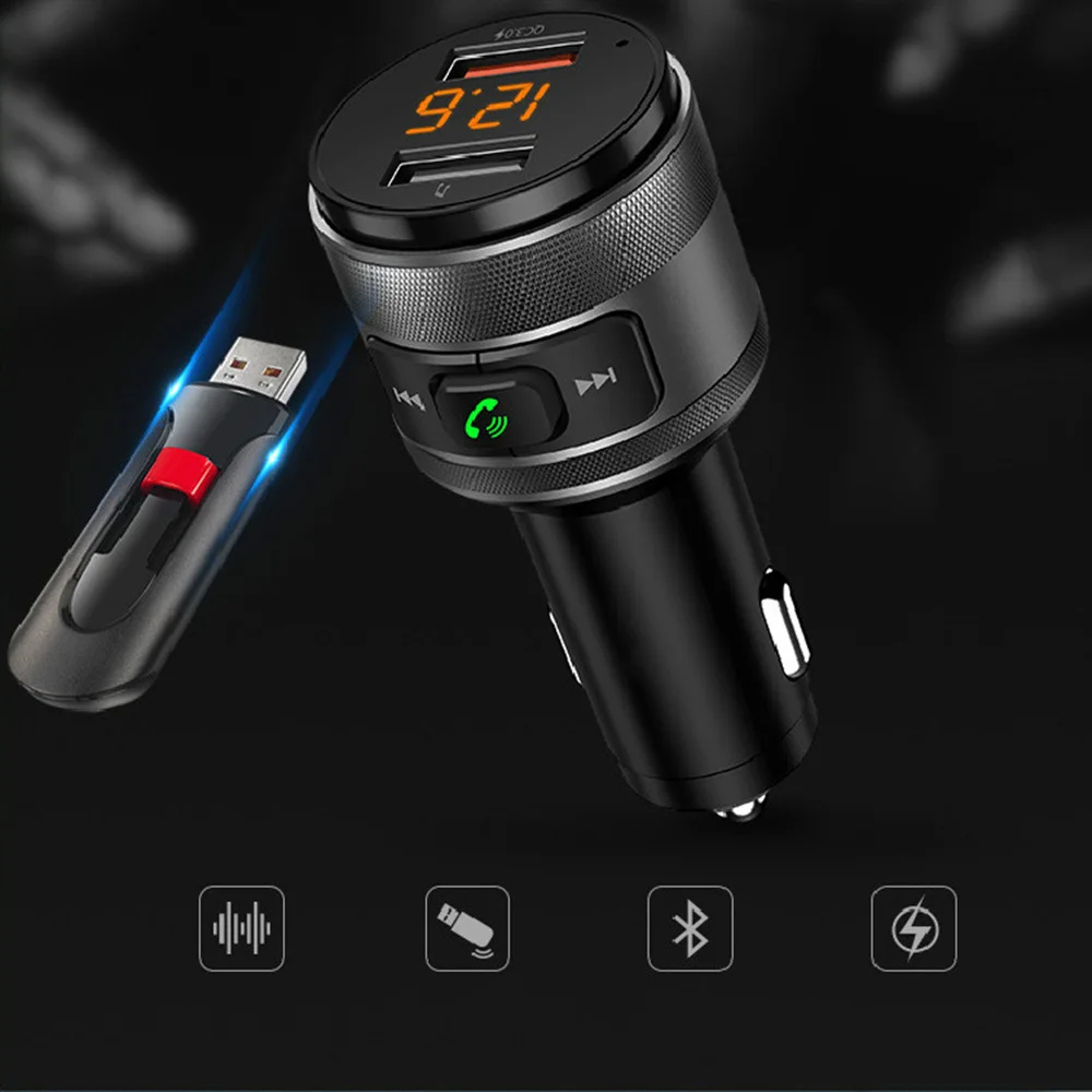 Автомобиль со системой «Хендс-фри» и Bluetooth Беспроводной 12 V-24 V FM передатчик Dual USB QC3.0 быстро Зарядное устройство Bluetooth Музыка u-диск TF карта плеер