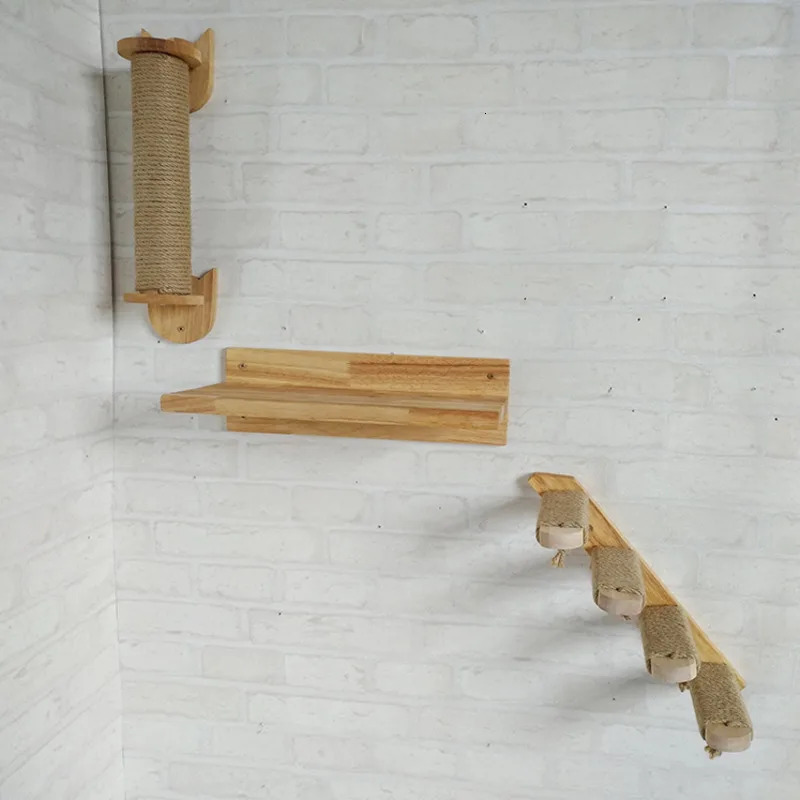 

Wall-Mounted Jumping Platform Cat Scratching Post Tree Cat Climber Sisal Rope Ladders Kitten Hanging Furniture Pet Climbing Step