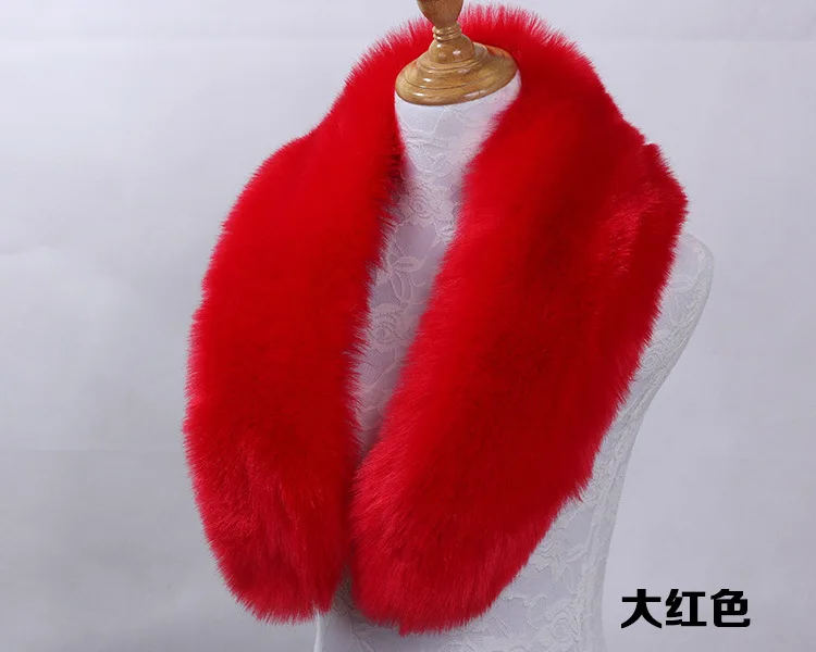 red Qearlstar воротник из искусственного лисьего меха для женщин и мужчин Детское пальто шарф куртка капюшон Теплый меховой Декор роскошный шаль шарфы многоцветный ZKG04 - Цвет: red