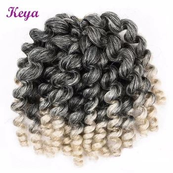 

Jamaican Bounce Crochet Hair Extensions 8 Inch Jumpy Wand Curl Crochet Braid Ombre Synthetic Braiding Hair For Black Women