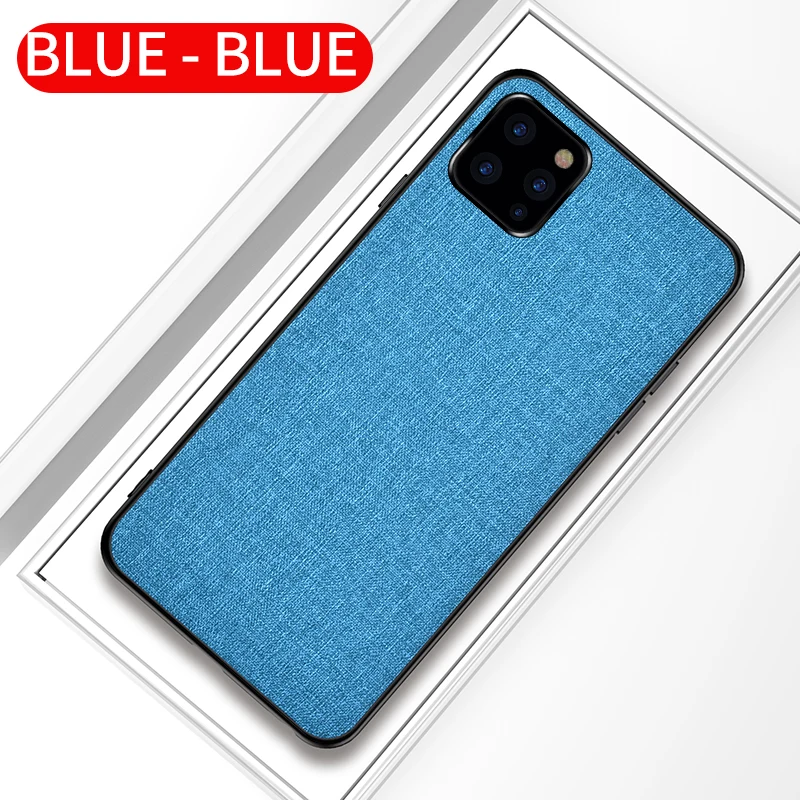 Светло-голубой Мягкий край для iPhone 11 Pro Max XS XR тканевый ПК Гибридный чехол для iPhone 8 7 6 6s Plus Чехлы Coque - Цвет: Светло-голубой