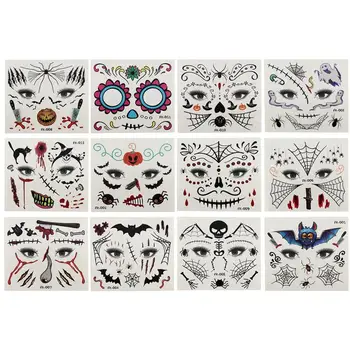 

12 Sheets Fake Scar Tattoos Waterproof Scary Scar Sticker Face Decals Wound Sticker Halloween Sticker for Cosplay Party