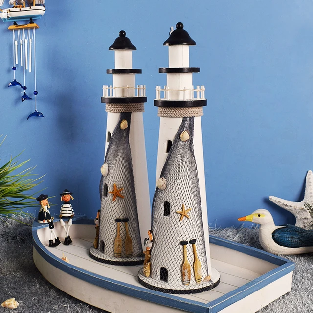 Ocean decorations 52 cm solid wood big lighthouse decoration