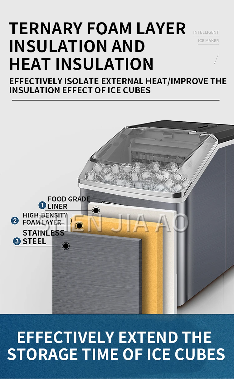 Ice Maker 25kg Commercial Milk Tea Shop Small Home Bar Ice Cube Making