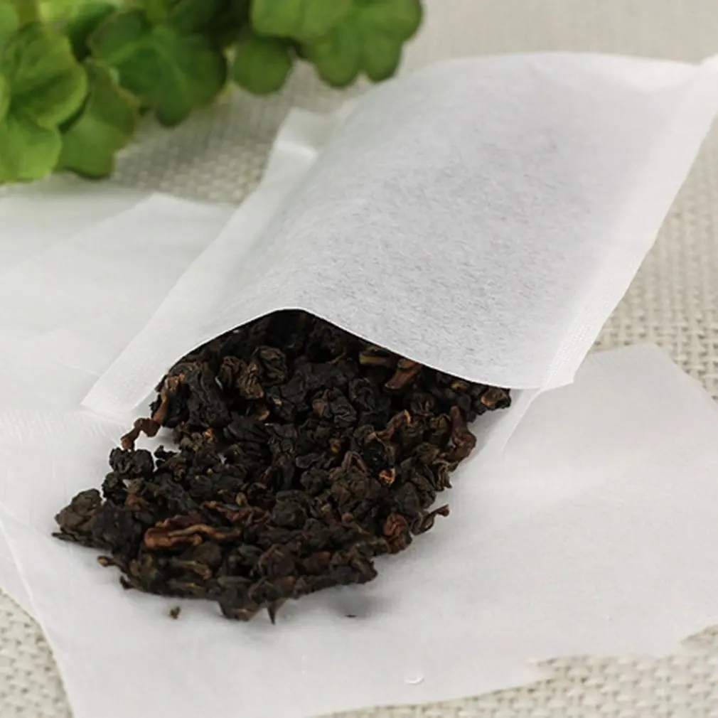 100Pcs Filter paper flat Paper Empty Draw String Teabags Herb Pouch Loose