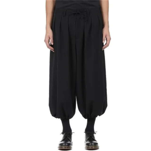 cropped Drawstring wide leg trousers 