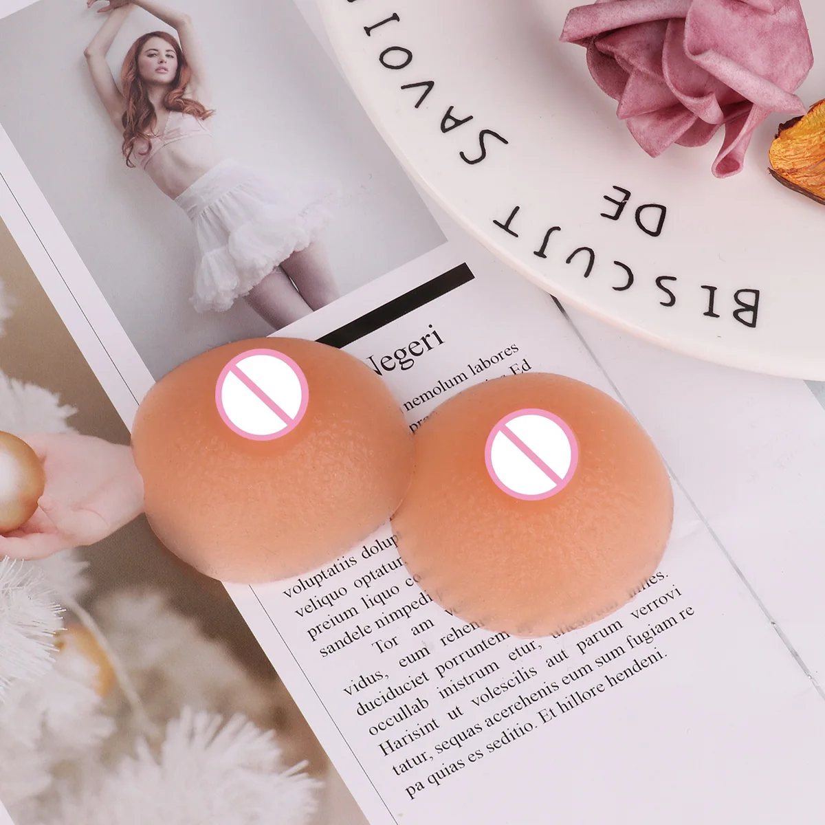 1 Pair Self-Suction Washable Reusable Silicone Nipples Simulated Breast for Breast Form Crossdresser SM Sex Toys for Adult 18+
