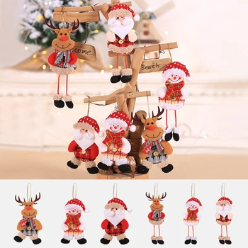 

2019 New Small dolls Christmas tree decorations pendant Christmas day children's small gifts hanging lanyard dolls
