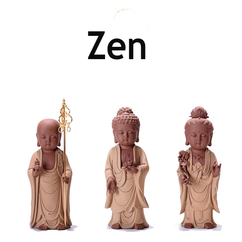 Tea pets High-quality Buddha Guanyin living room decoration Zen Ceramic Monk set Yoga Mandala Tearoom Ornaments Christmas Gift
