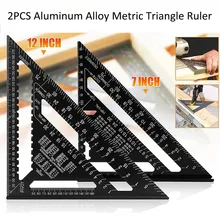 

2pcs 7" 12" Triangle Ruler Metric 30cm Aluminum Alloy Protractors Woodworking Saw Guide Carpenter Line Scriber Measuring