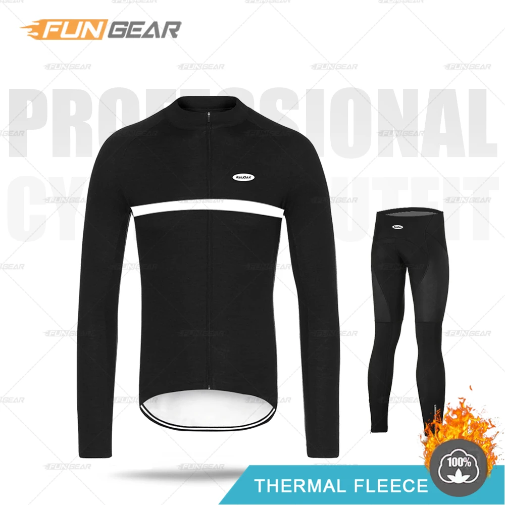 Мужская зимняя одежда для велоспорта MTB с длинным рукавом, комплект из Джерси для шоссейного велосипеда, флисовая куртка, ветрозащитная униформа, теплая одежда Ropa Ciclismo - Цвет: NORMAL SET