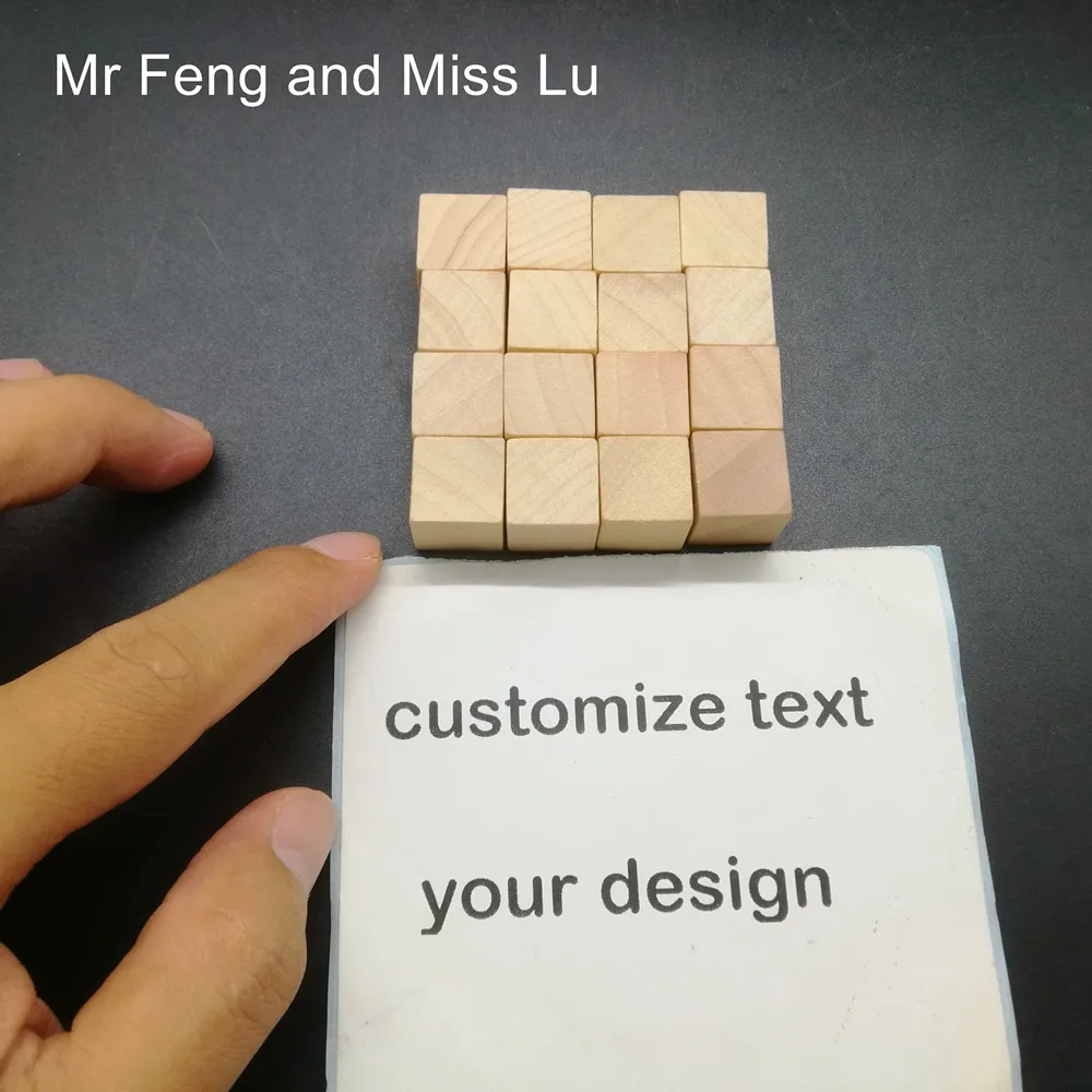 

4*4 pcs 15 mm Wood Cube Puzzle Laser Engraving Custom Photo Gift Personal Game Kid